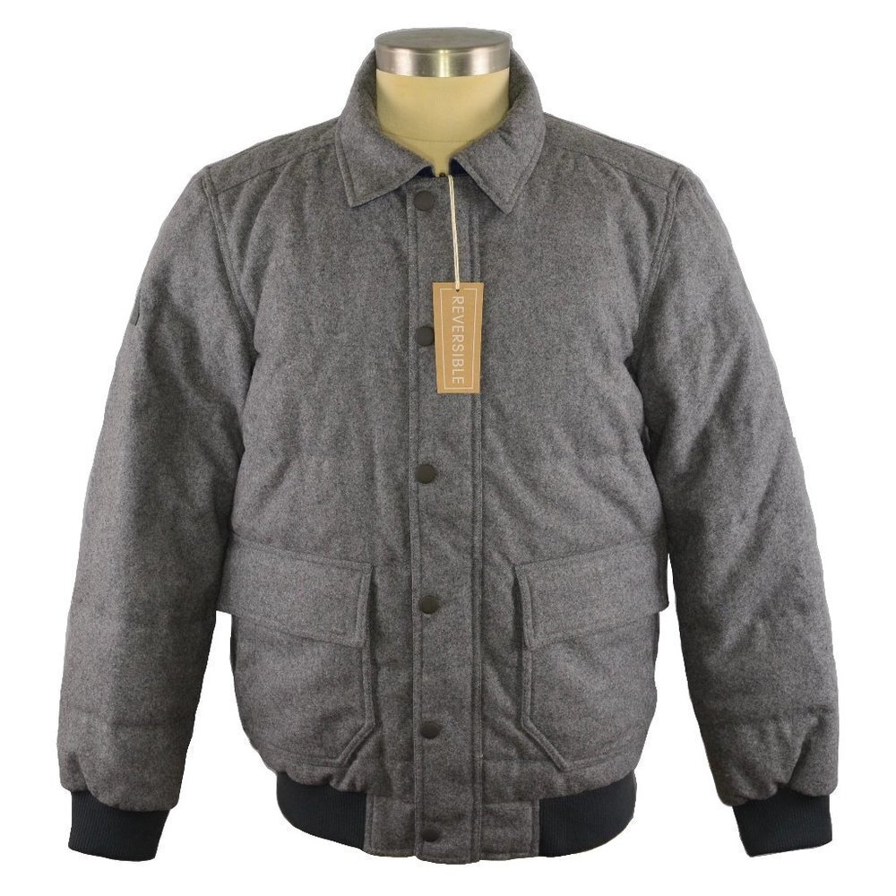 New! Prana Mens B-Side Wool & Down Jacket Size Medium in Gravel Heather Gray